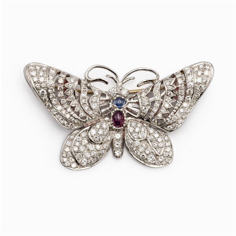 Spilla Farfalla in Oro Bianco 18kt e Diamanti