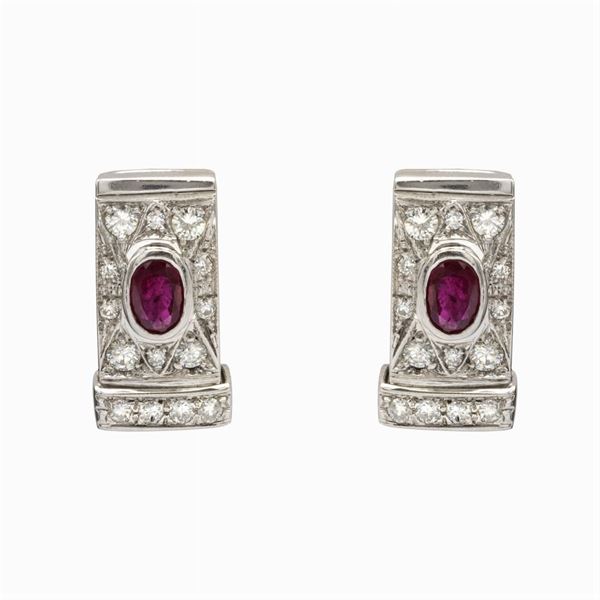 18kt white gold rubies and diamonds lobe earrings  - Auction Fine Jewels Watches and Fashion Vintage - Colasanti Casa d'Aste
