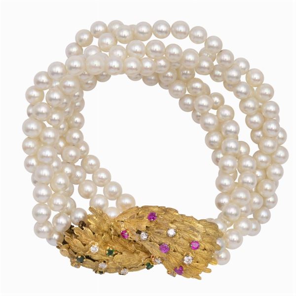 Bracciale a tre fili di perle coltivate