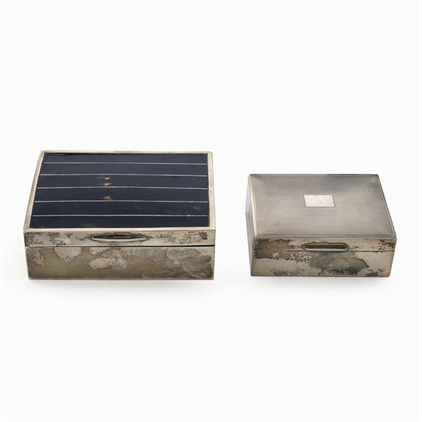 Two silver cigarette boxes
