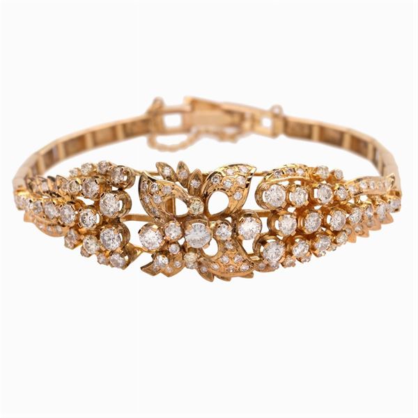 Bracciale in oro giallo 18kt e diamanti