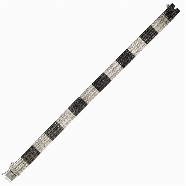 Bracciale in oro bianco 18kt diamanti e diamanti neri