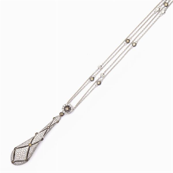 Pendente serpente in oro bianco 18kt e pavè di diamanti