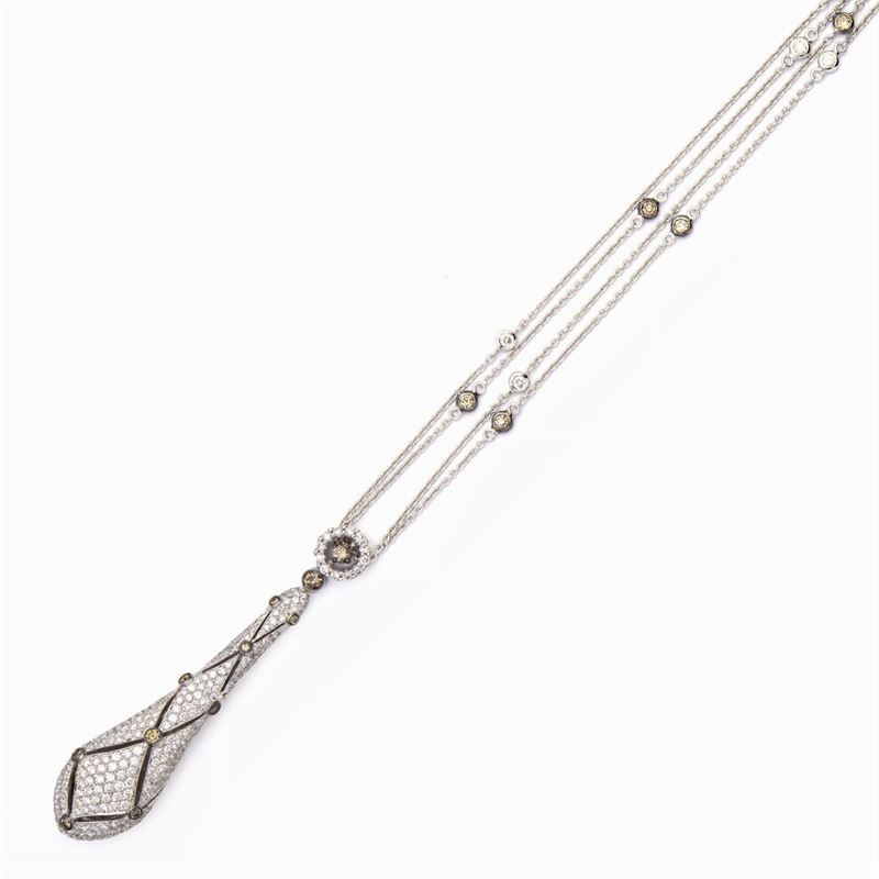 Pendente Serpente in Oro Bianco 18kt e Pavè di Diamanti