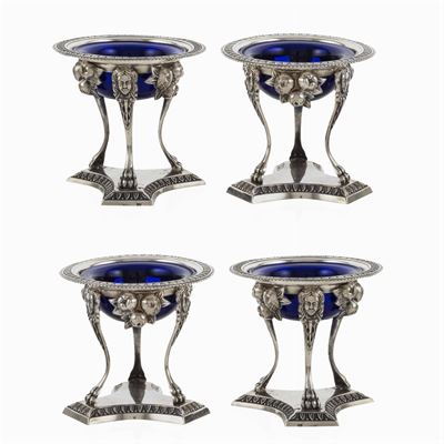 Set di Saliere in Argento e Vetro (4)