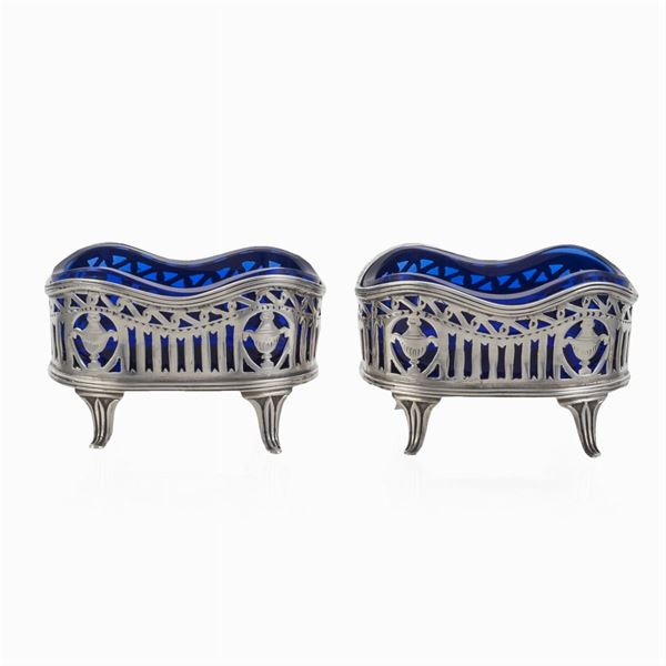 Pair of silver salt cellars