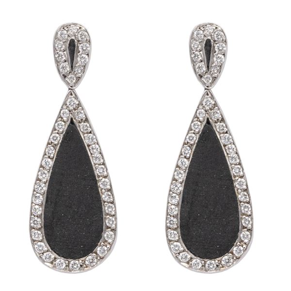 18kt white gold rubber and diamonds Pendant earrings  - Auction Fine Jewels Watches and Fashion Vintage - Colasanti Casa d'Aste