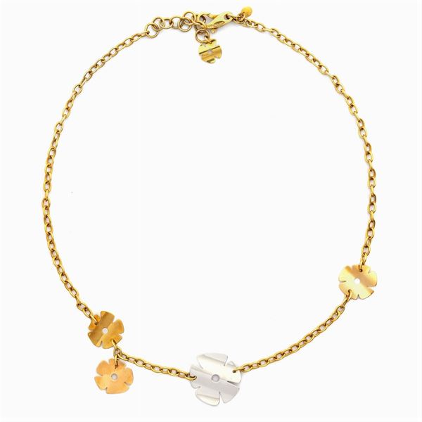 Collana fiori in oro a tre colori 18kt