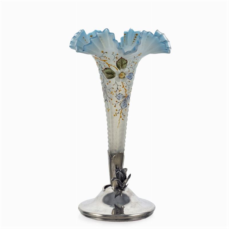 Vaso in Vetro Satinato e Metallo