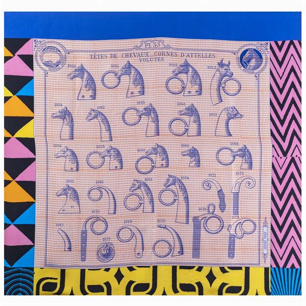 Hermes foulard vintage collezione Tetes de Chevaux_Cornes D'Attelles Volutes