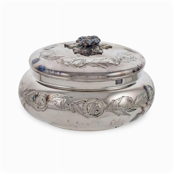 Circular silver  box