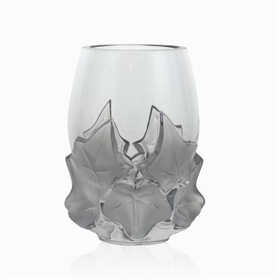 Lalique, Vaso in Cristallo Trasparente e Satinato