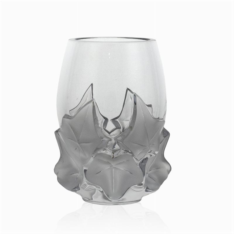 Lalique, Vaso in Cristallo Trasparente e Satinato