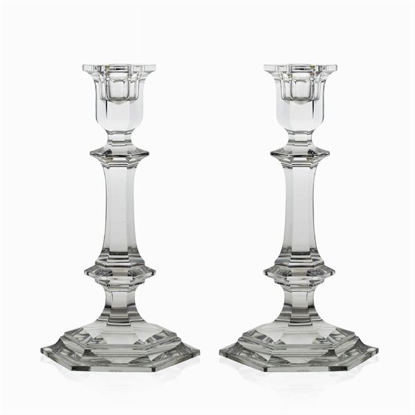 Baccarat, pair of candlesticks  (France, 20th century)  - Auction Fine Silver and Art of the table - Colasanti Casa d'Aste