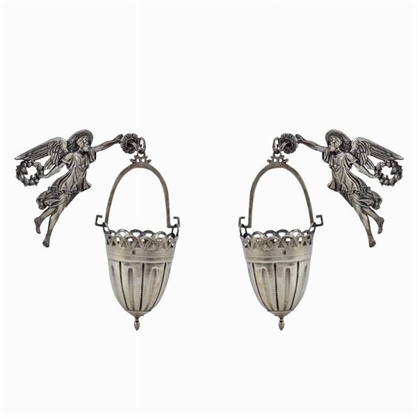 Pair of silver holy water stoups