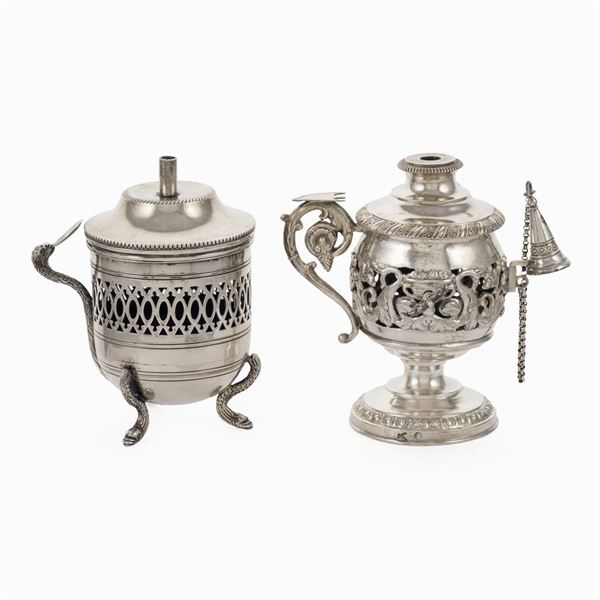 Two silver candlesticks