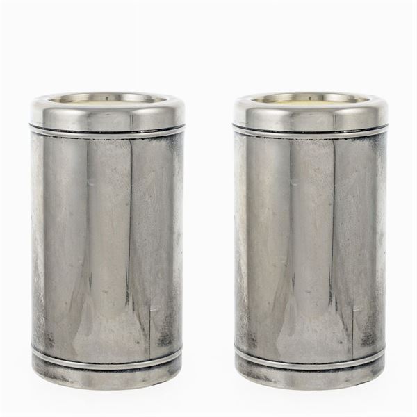 Pair of  silver-plated metal glacette