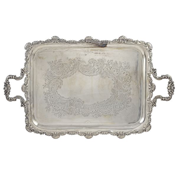 Vassoio a due manici in argento  (Birmingham, 1906)  - Asta Argenti e L'Arte della tavola - Colasanti Casa d'Aste