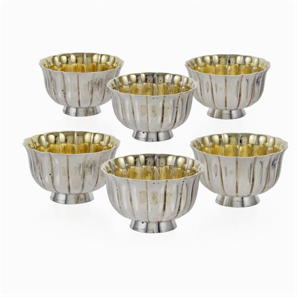 Bulgari, six silver and gilded silver salt cellars  (Italy, 20th century)  - Auction Fine Silver and Art of the table - Colasanti Casa d'Aste