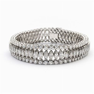 Bracciale in Platino e Riviere di Diamanti