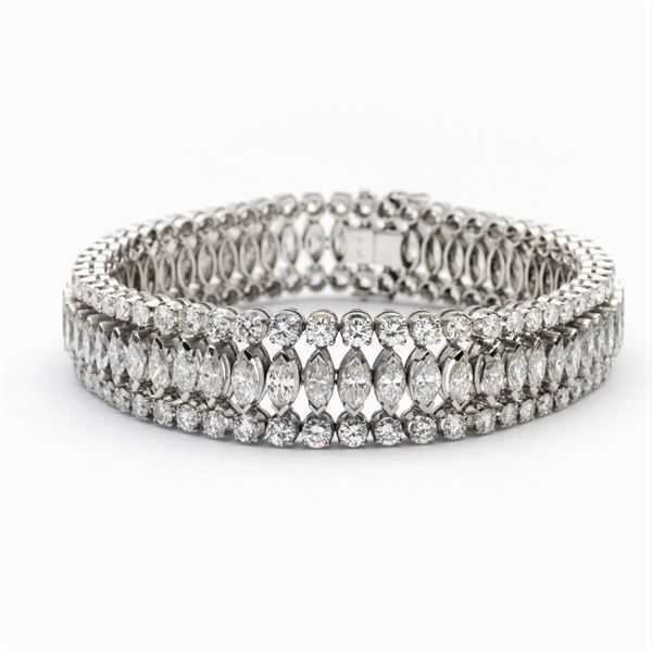 Bracciale in platino e riviere di diamanti
