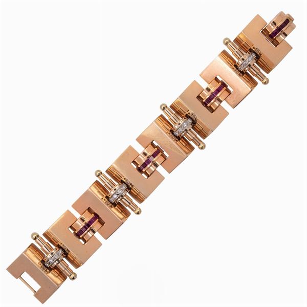 Bracciale Art Decò in oro rosa 18kt