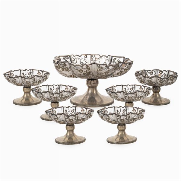 Silver and glass table set (7)