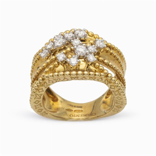 Chimento anello in oro giallo 18kt e diamanti