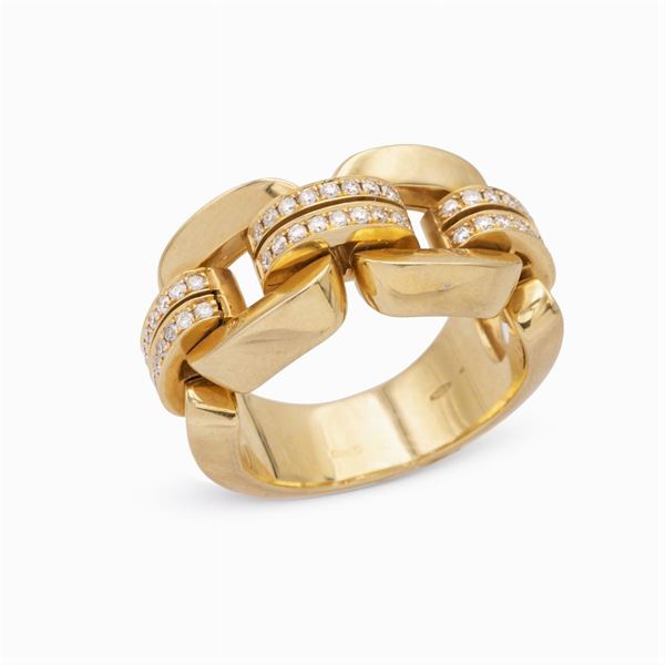 Chimento anello in oro giallo 18kt e diamanti