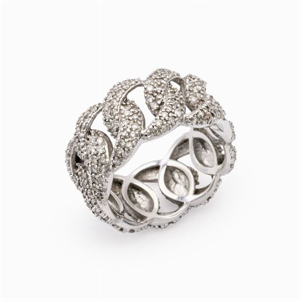 18kt white gold and diamonds Groumette band ring