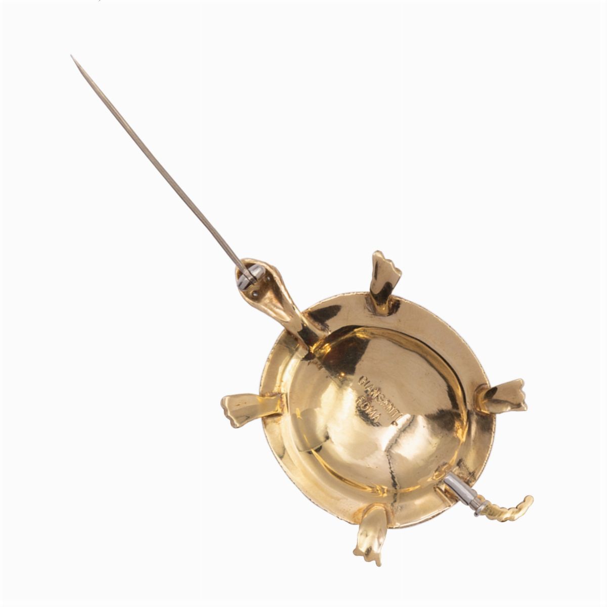 Spilla Tartaruga in Oro Giallo 18kt con Granato