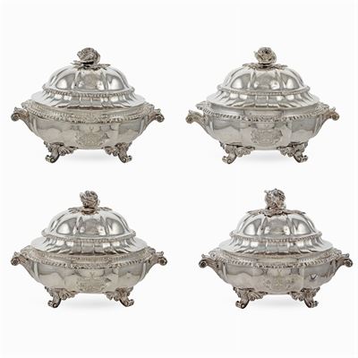 Set di Quattro Legumiere in Argento