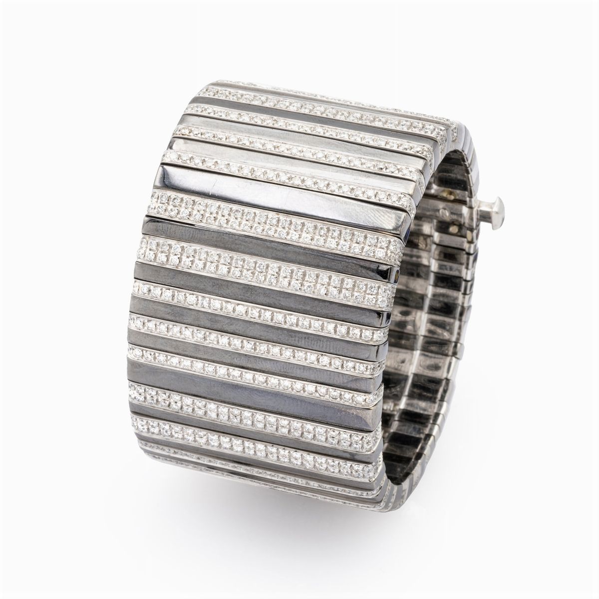 Bracciale a Manetta in Oro Bianco 18kt e Diamanti
