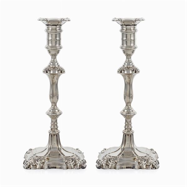 Pair of silver candlesticks  (Sheffield, 1905)  - Auction Fine Silver and Art of the table - Colasanti Casa d'Aste