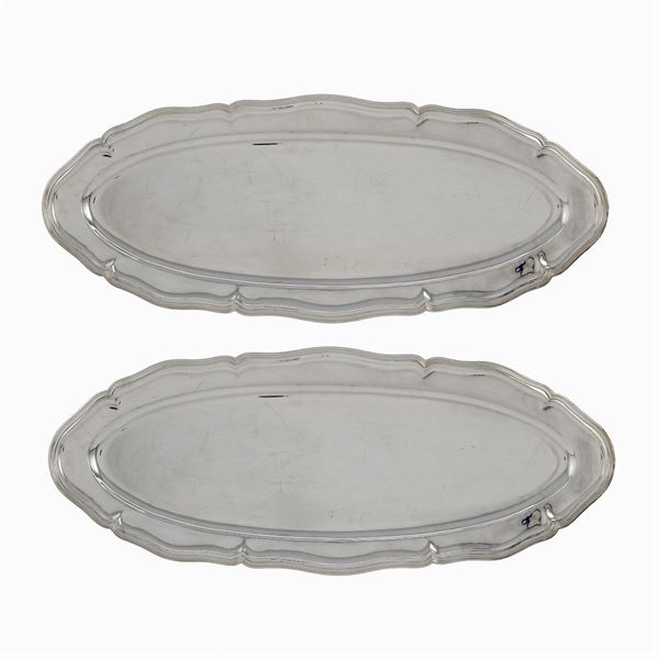 Pair of silver fish trays  (Italy, 20th century)  - Auction Fine Silver and Art of the table - Colasanti Casa d'Aste