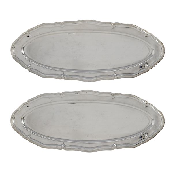 Pair of silver fish trays