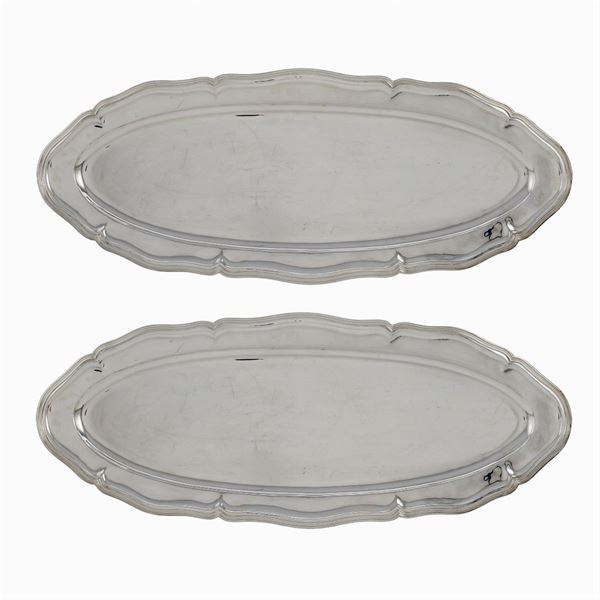 Pair of silver fish trays  (Italy, 20th century)  - Auction Fine Silver and Art of the table - Colasanti Casa d'Aste