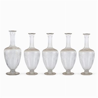 Set di Bottiglie in Vetro Inciso (5)