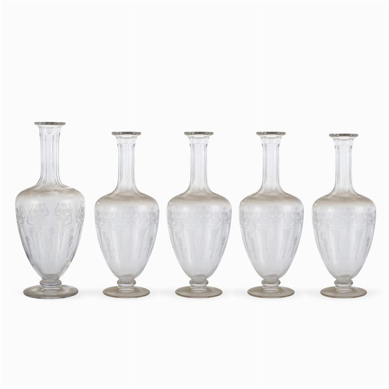 Set di Bottiglie in Vetro Inciso (5)