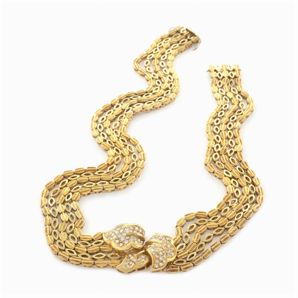 Parure Foglie in Oro Giallo 18kt e Diamanti