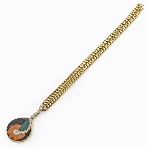 Collana in oro giallo 18kt maglia groumette