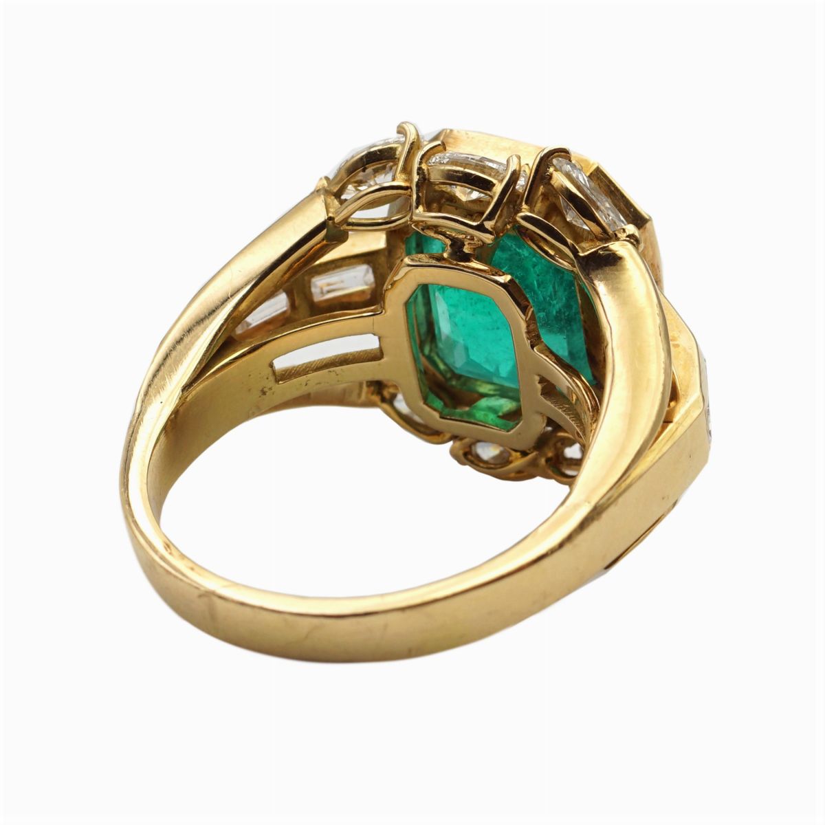 Anello in Oro Giallo 18kt Smeraldo Naturale Colombiano Ct 6,50