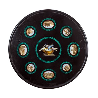 Piano in Nero del Belgio con Micromosaici