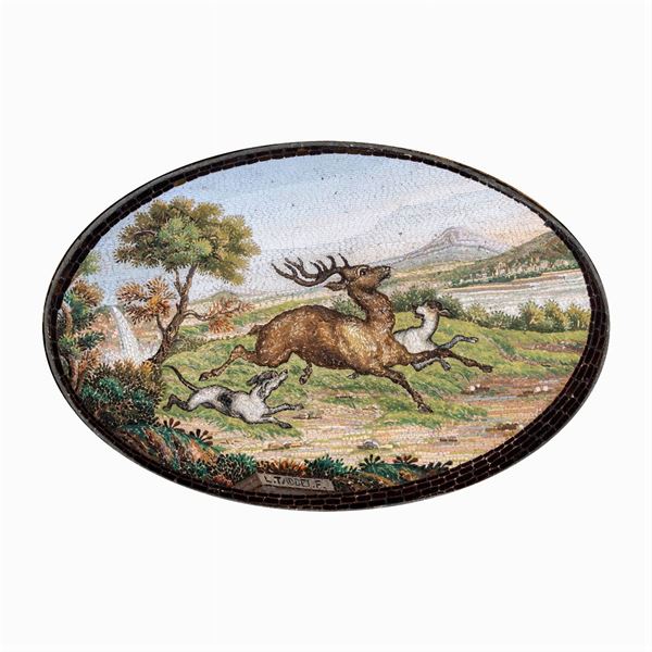 Luigi Taddei, placca ovale in micromosaico