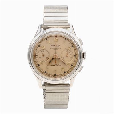 Seliva Cronographe Suisse, Orologio Cronografo Bicompax Vintage da Polso