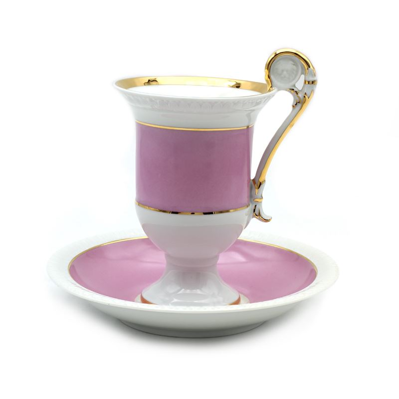 Tazza con Piattino in Porcellana Policroma