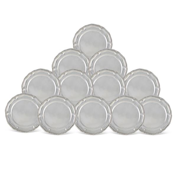 Bulgari, set of silver under plates (12)