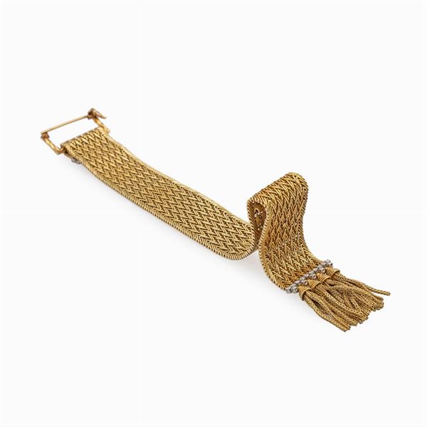 Bracciale a tessuto in oro giallo 18kt