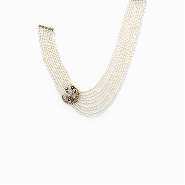 Nine strands of freshwater pearls necklace