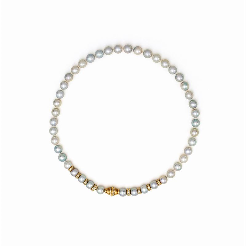 Collana Ad un Filo di Perle Grigie